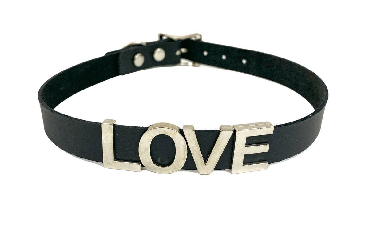 Funk Plus - Leren naam choker - Zwart