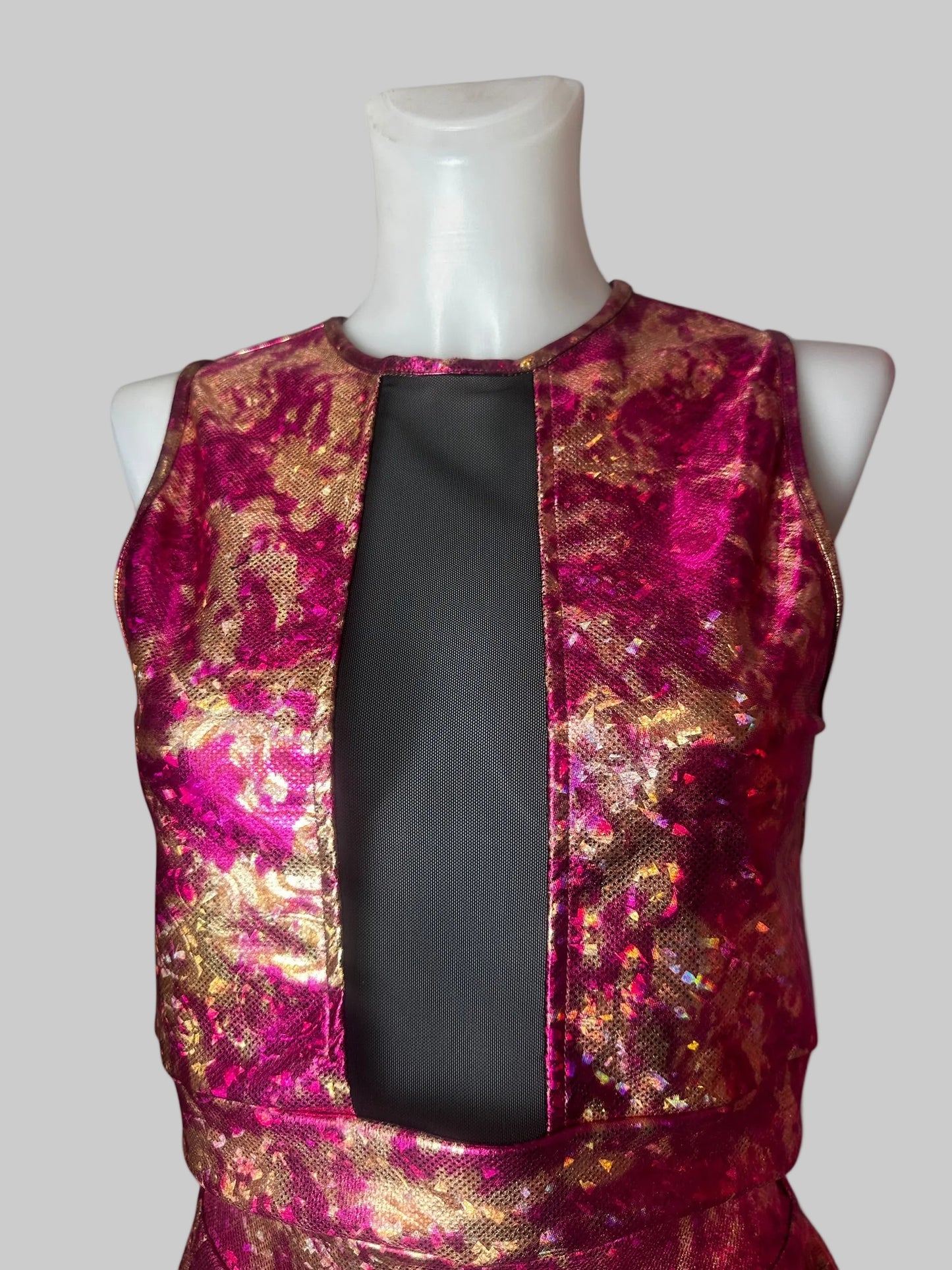 Claudia Vitali - Holografische top en rok - Roze en goud