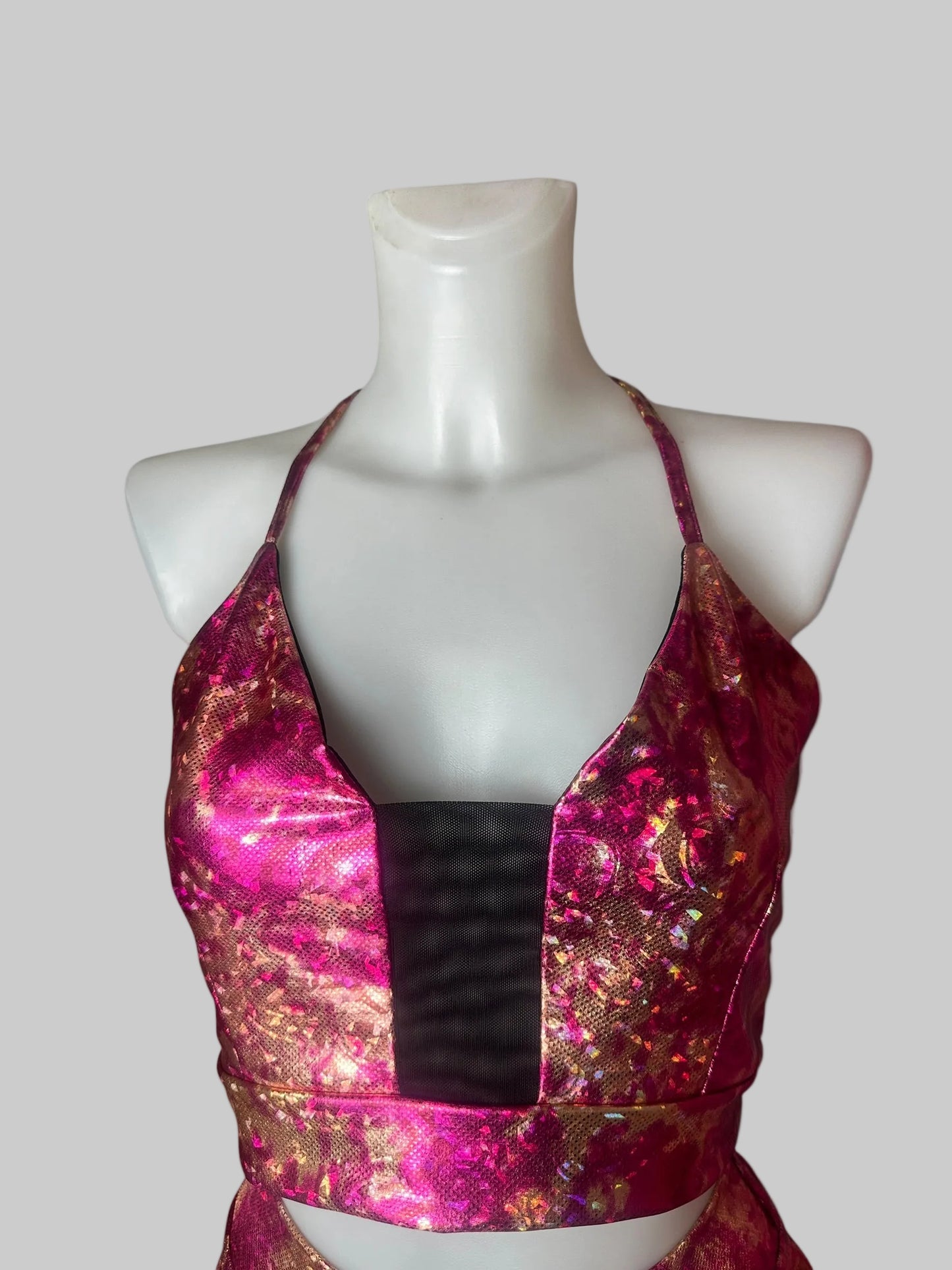 Claudia Vitali - Holografische top en rok - Roze en goud
