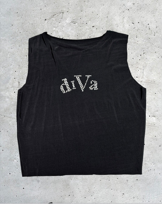 FAC SHOP - "Diva Extra Top" - Strass tank top - Zwart