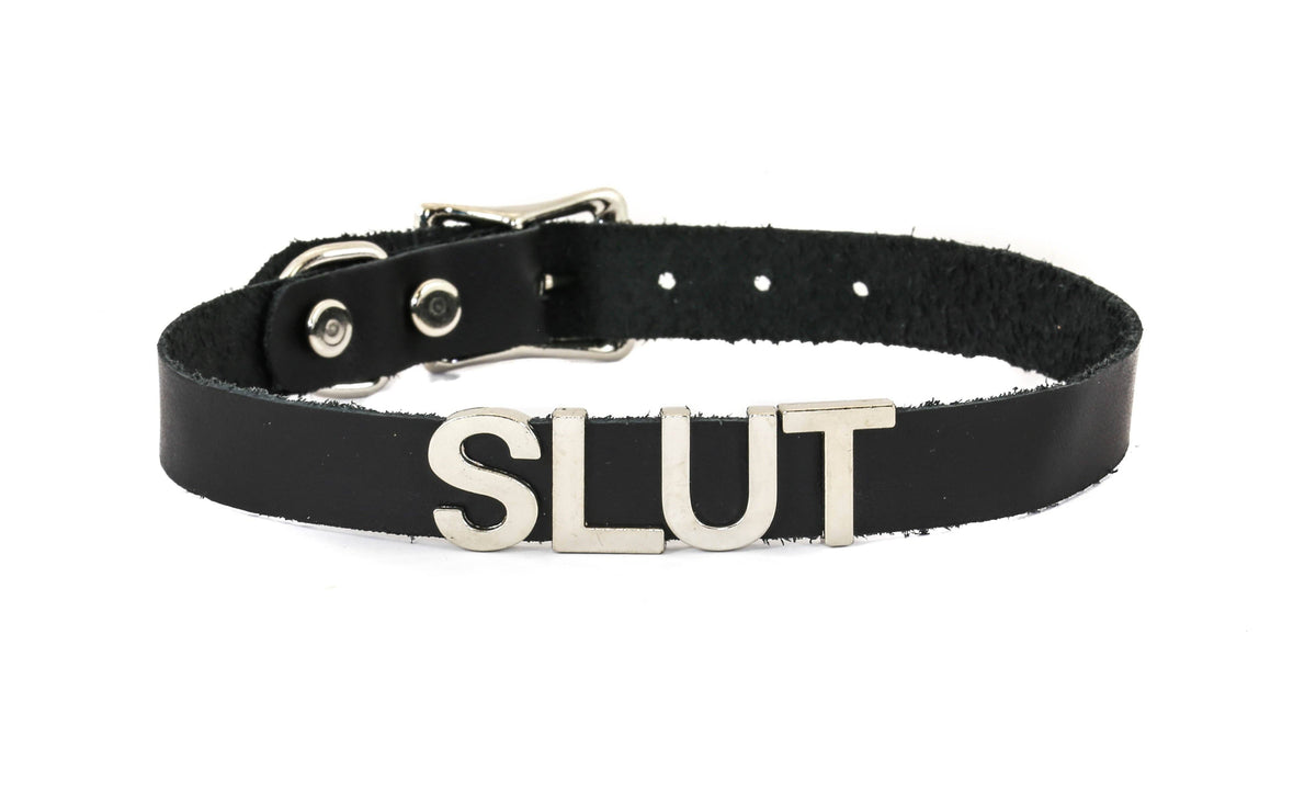Funk Plus - Leren naam choker - Zwart