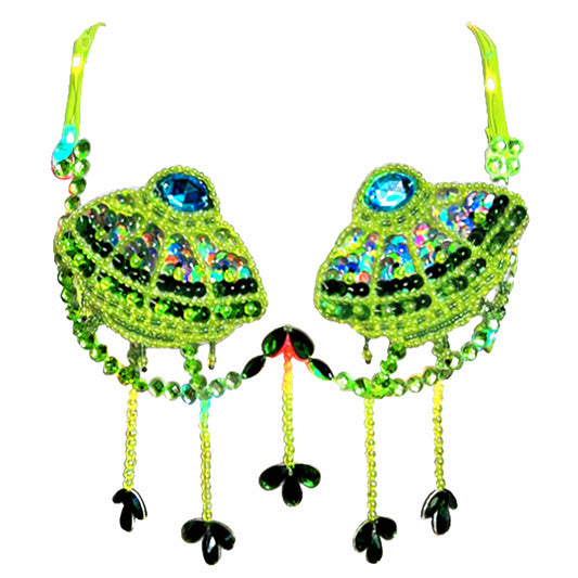 Neva Nude - UFO Neon Green Light Up UV Carnival Bra