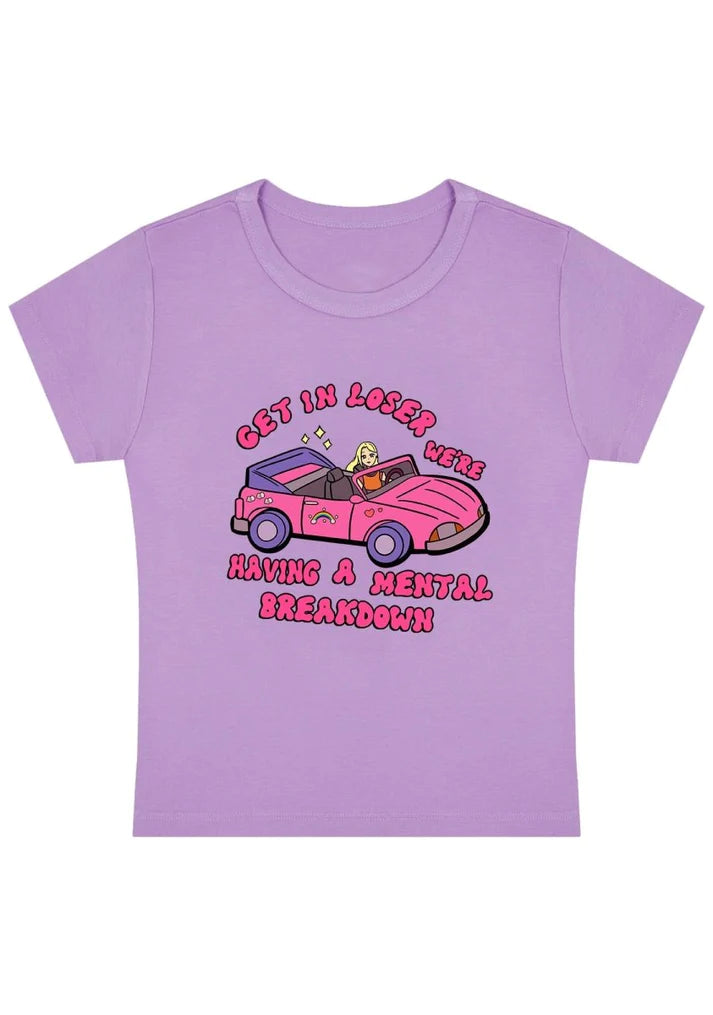 get in loser we're having a mental breakdown, rave cropped tee, rave baby tee, rave tshirt, rave shirt, rave cropped tee