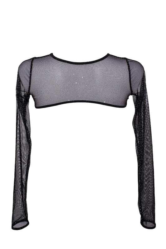 glitter mesh shrug achterkant