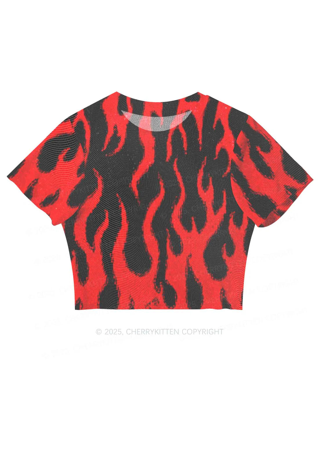 glitter vlammen mesh crop top