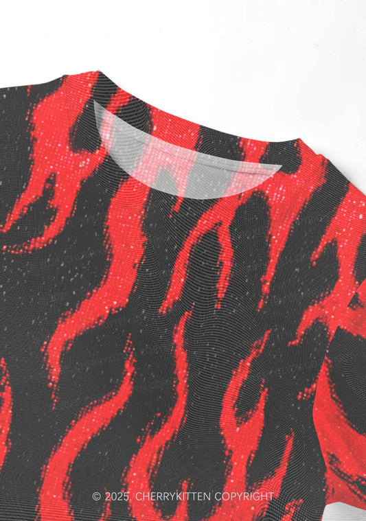 glitter vlammen mesh crop top 2
