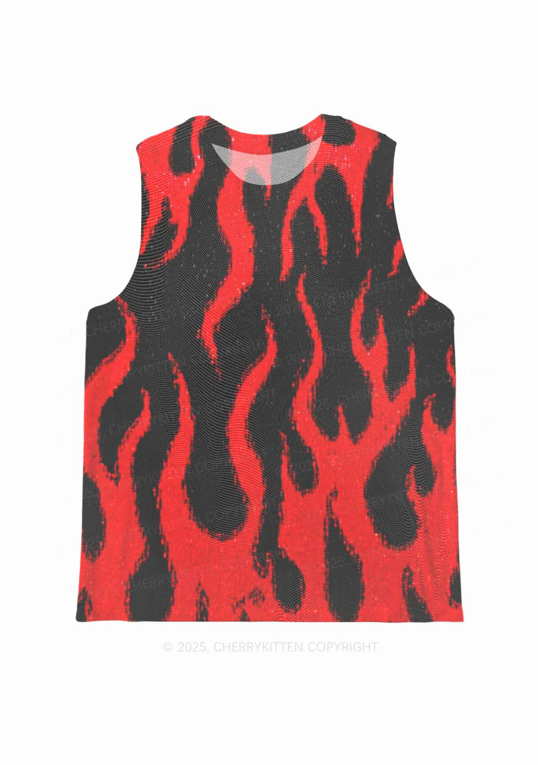 Cherry Kitten - Vlammen mesh tank top - Zwarte en rood