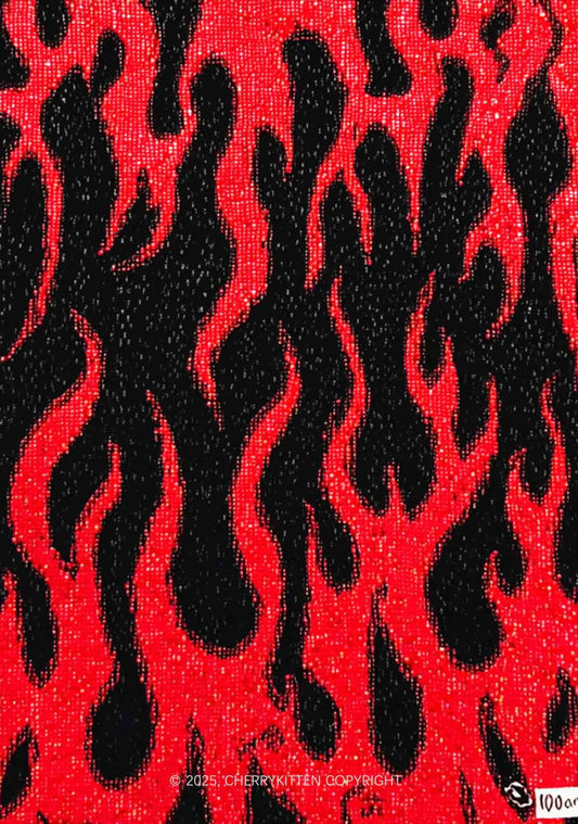 Cherry Kitten - Vlammen mesh tank top - Zwarte en rood