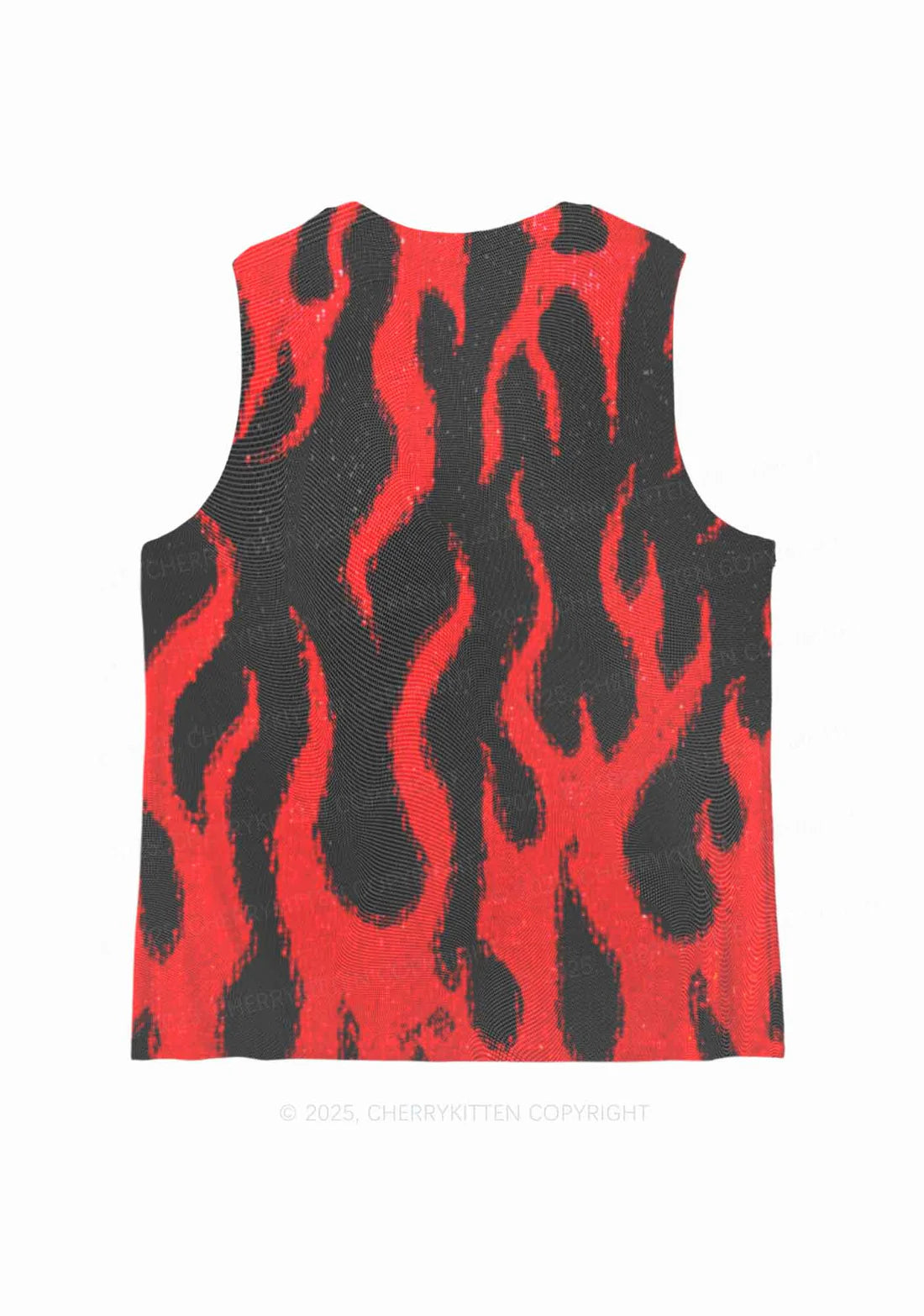 Cherry Kitten - Vlammen mesh tank top - Zwarte en rood