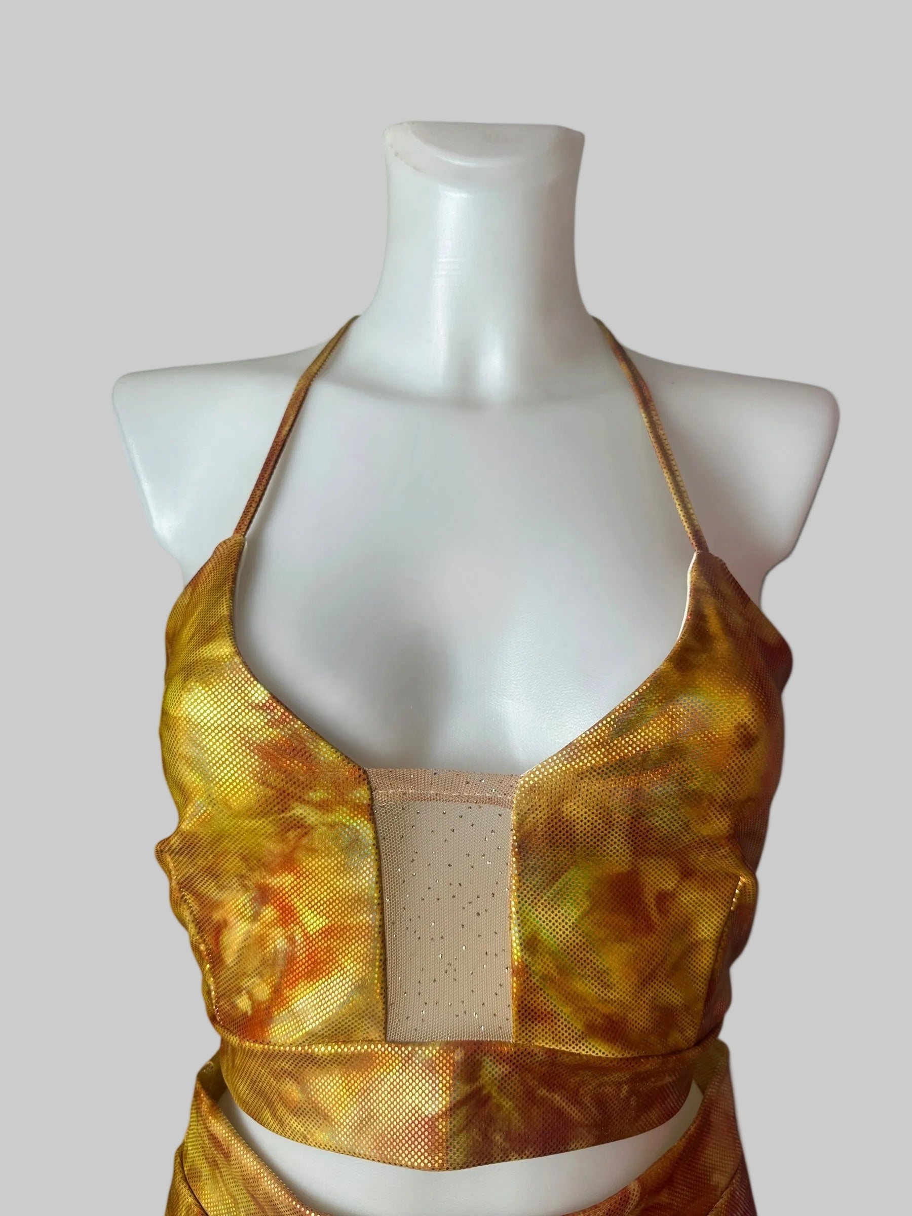 gouden holografische halter top