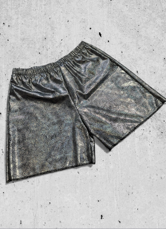 holografische genderneutrale  rave shorts 