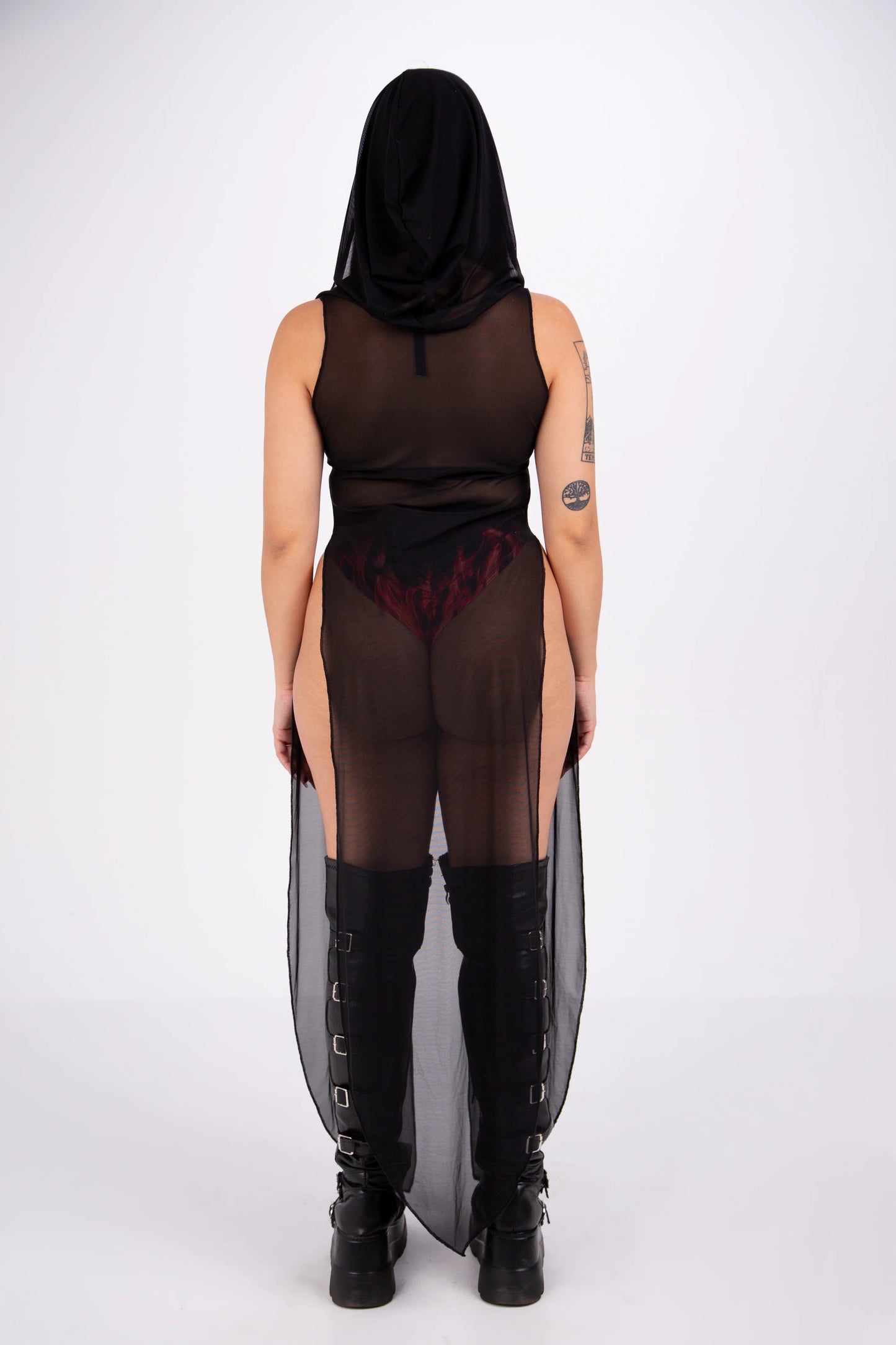Rave with mi Gente - La Cosa hooded transparante jurk - Zwart