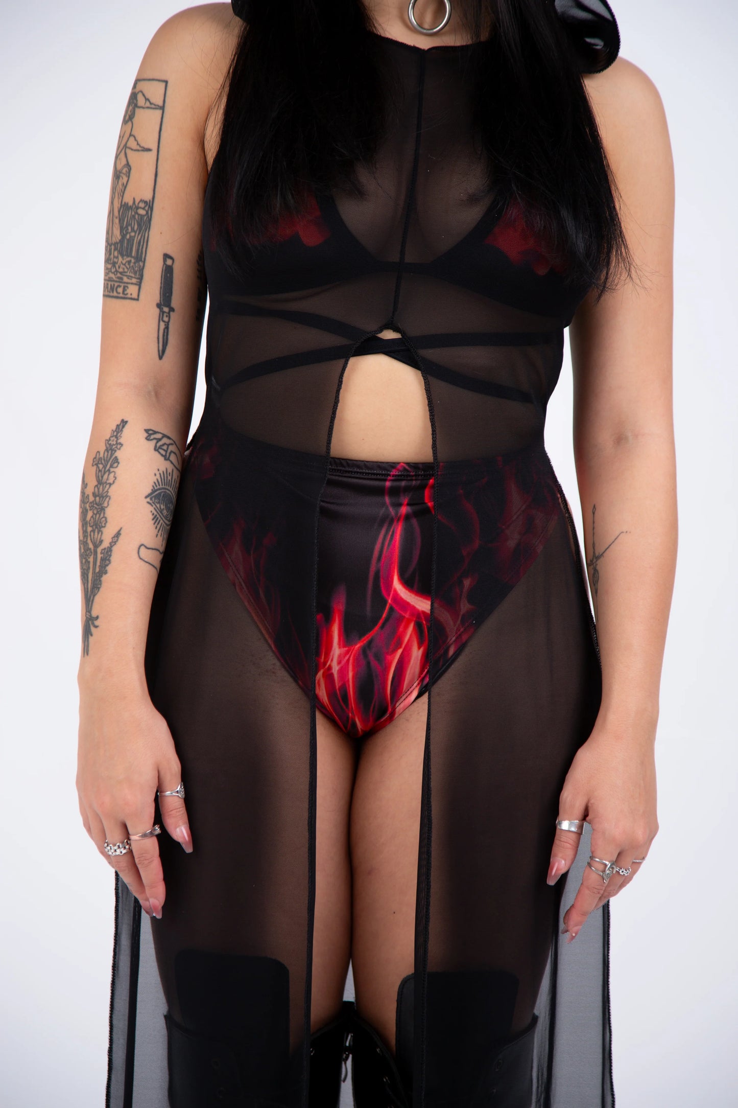 Rave with mi Gente - La Cosa hooded transparante jurk - Zwart