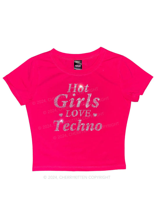 Cherry Kitten - Hot girls love techno rhinestones - Zwart of roze
