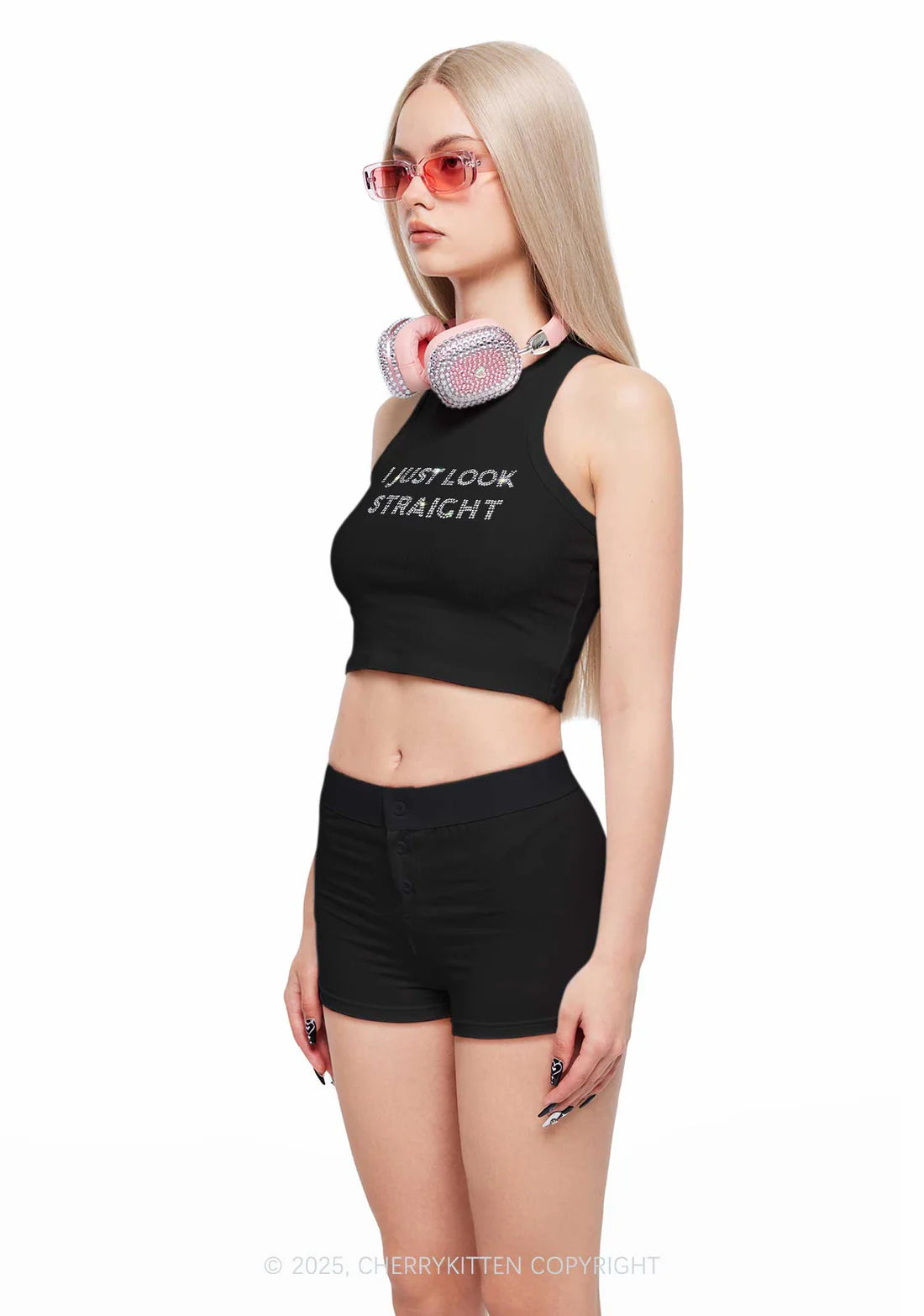 i just look straight crop tank top