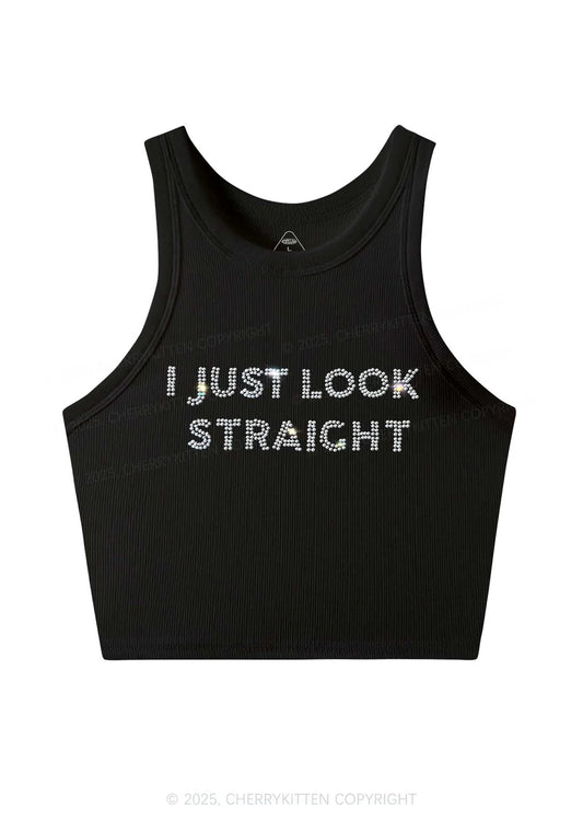 i just look straight crop tank top