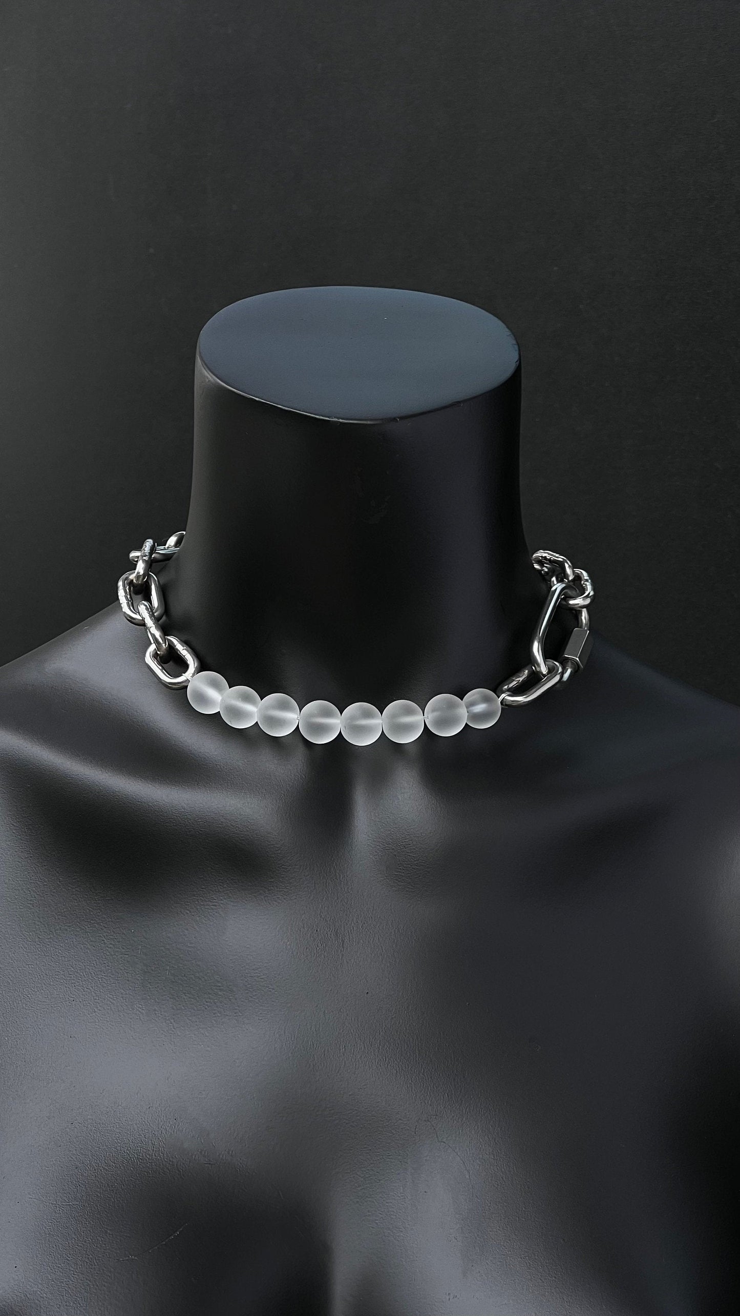 rave chain necklace met glazen kralen, rave accessoires