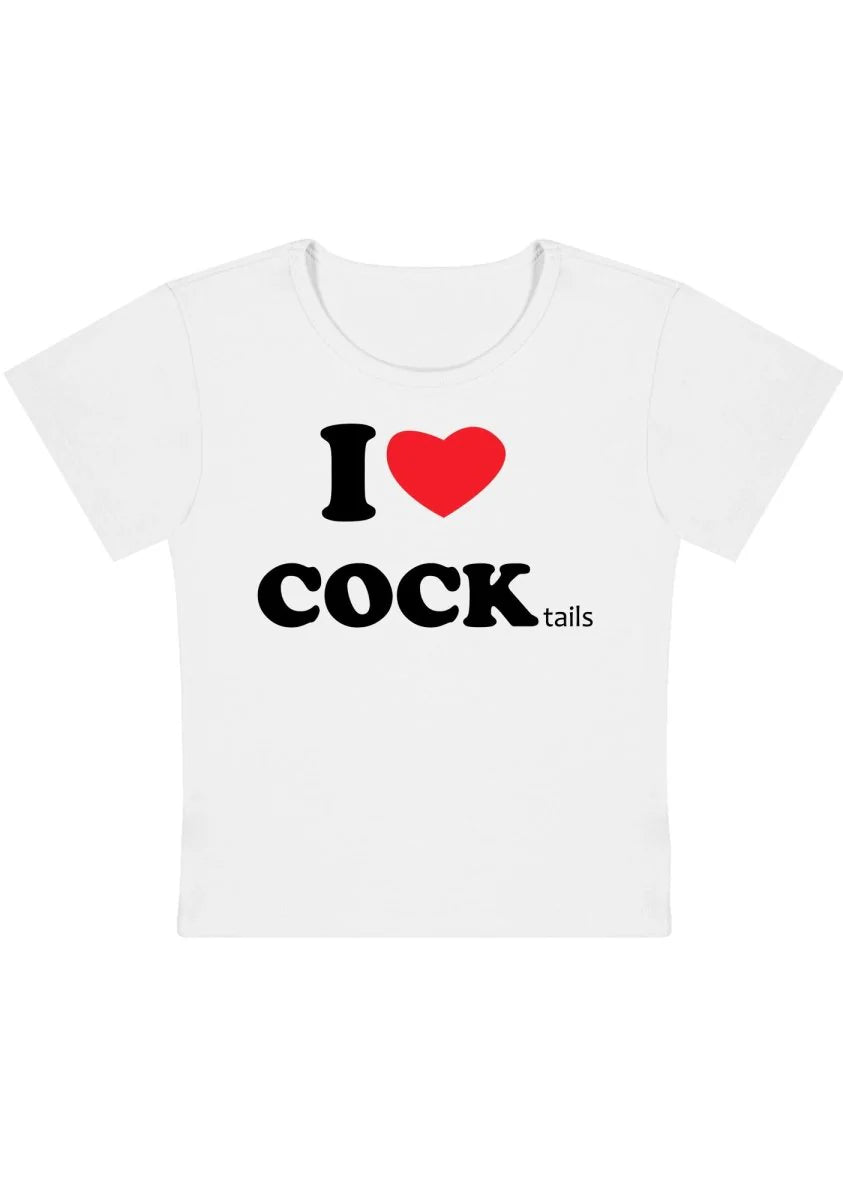 Cherry Kitten - I love Cocktails cropped tee - Wit