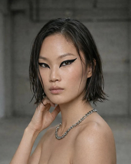 vrouwe met roestvrij stalen rave ketting chain