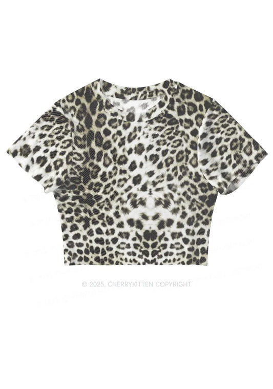 luipaard mesh crop top