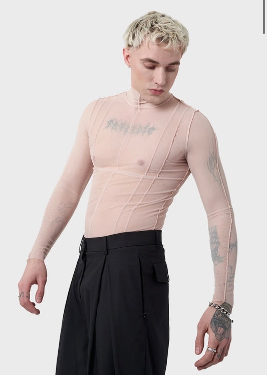 champagne kleur mesh longsleeve