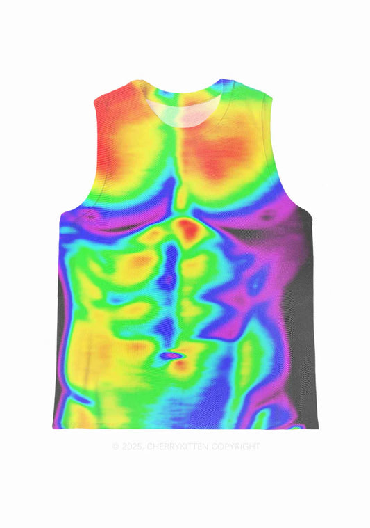 mesh tank top in thermal vision body print