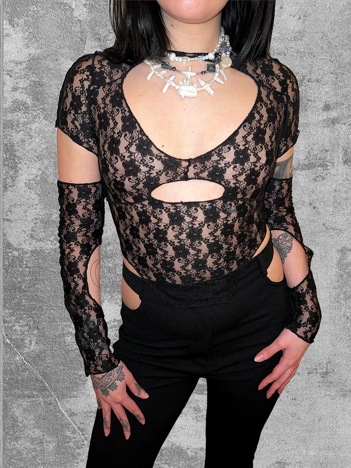 kanten top, mesh top, rave top, ravewear, party wear, kinky top, rave look, festival outfit, berghain outfit