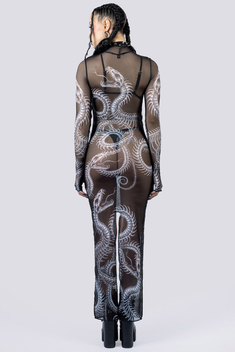Devil Walking - Phantom sheer serpent dress - Zwart