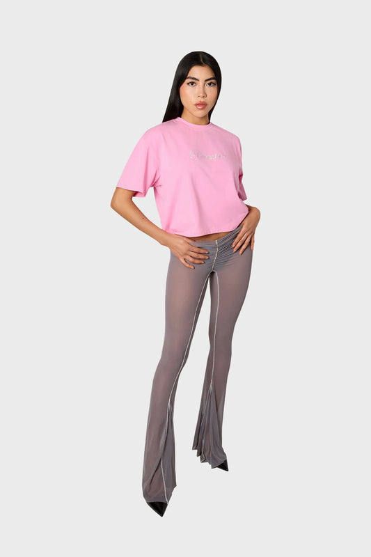 Glück - Mesh rhinestone broek - Grijs