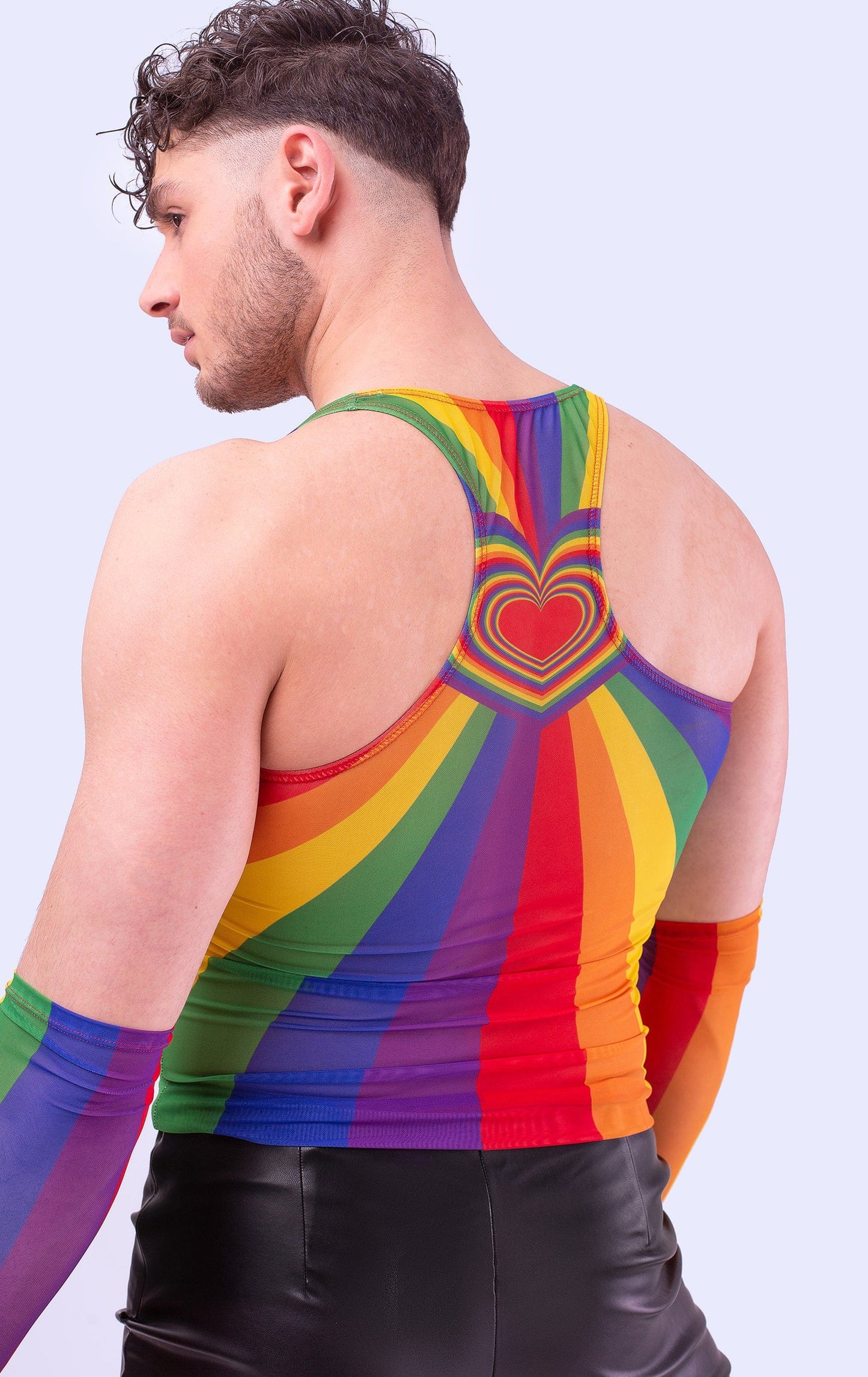 Badinka - Regenboog mesh top met mouwen