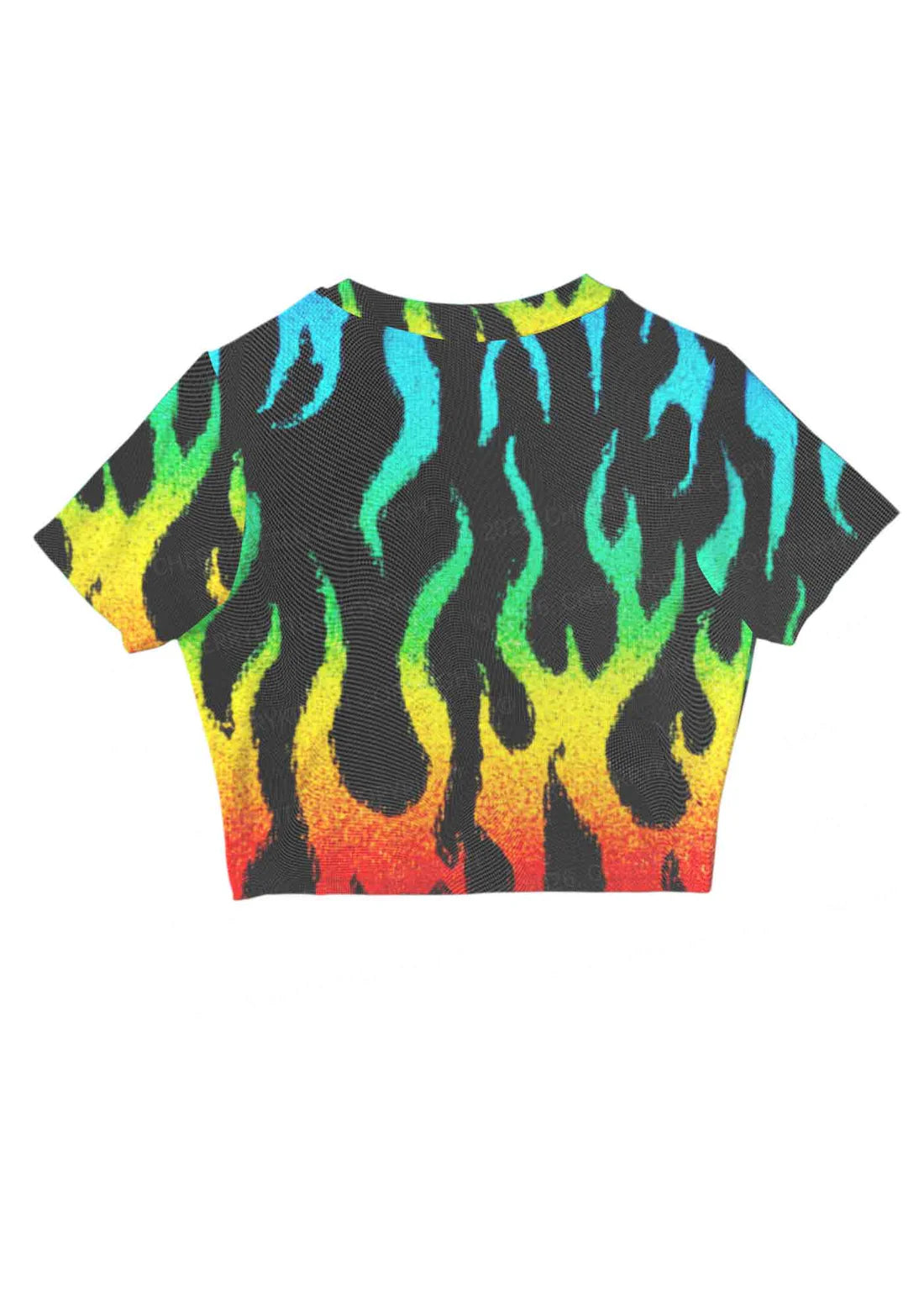 mesh regenboog vlammen crop top