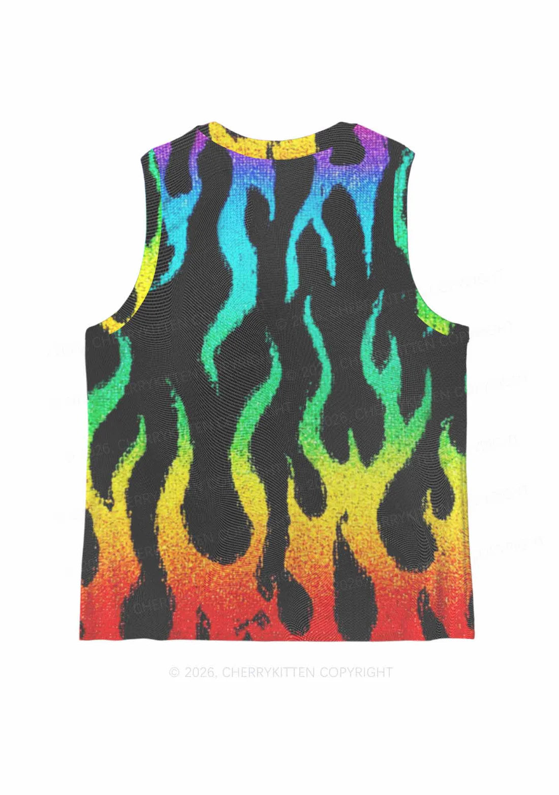 mesh tank top met regenboog vlammen