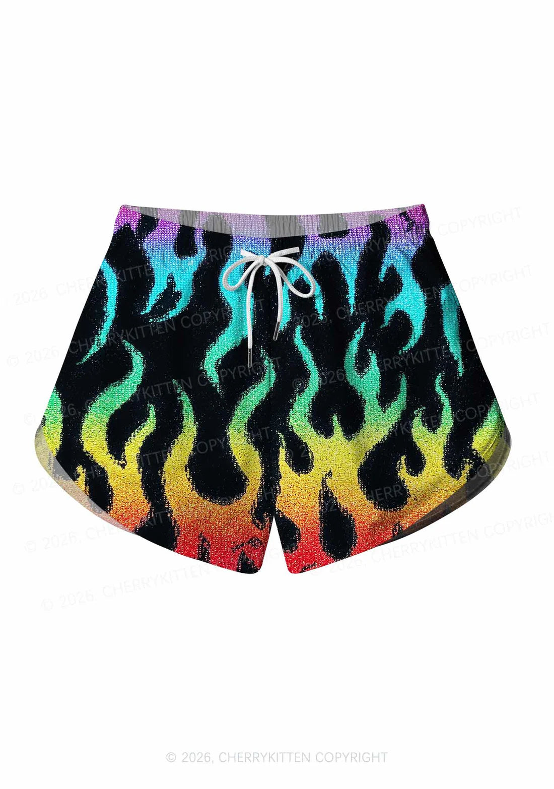 Cherry Kitten - Vlammen shorts - Regenboog