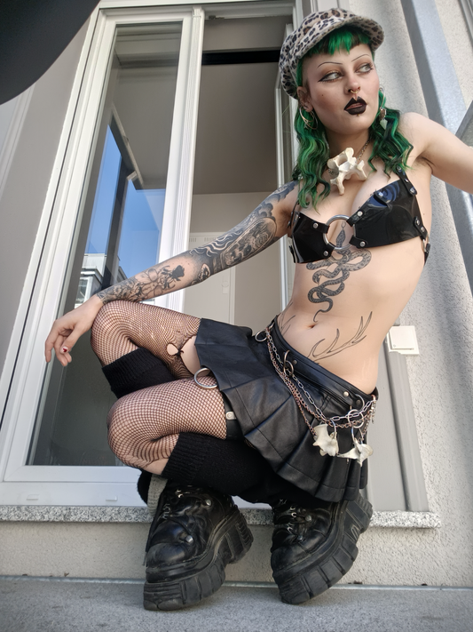 Lui Trash - Vinyl rave bra - Zwart