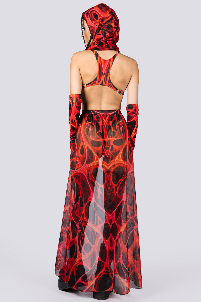 Devil Walking - Red Dimension mesh rok - Rood