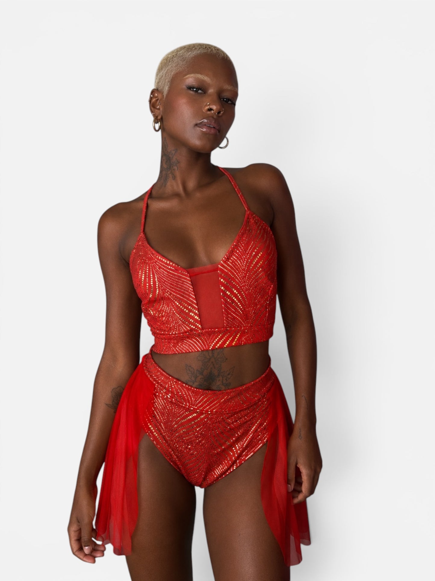 Claudia Vitali - Sparkle top en bottom - Rood en goud
