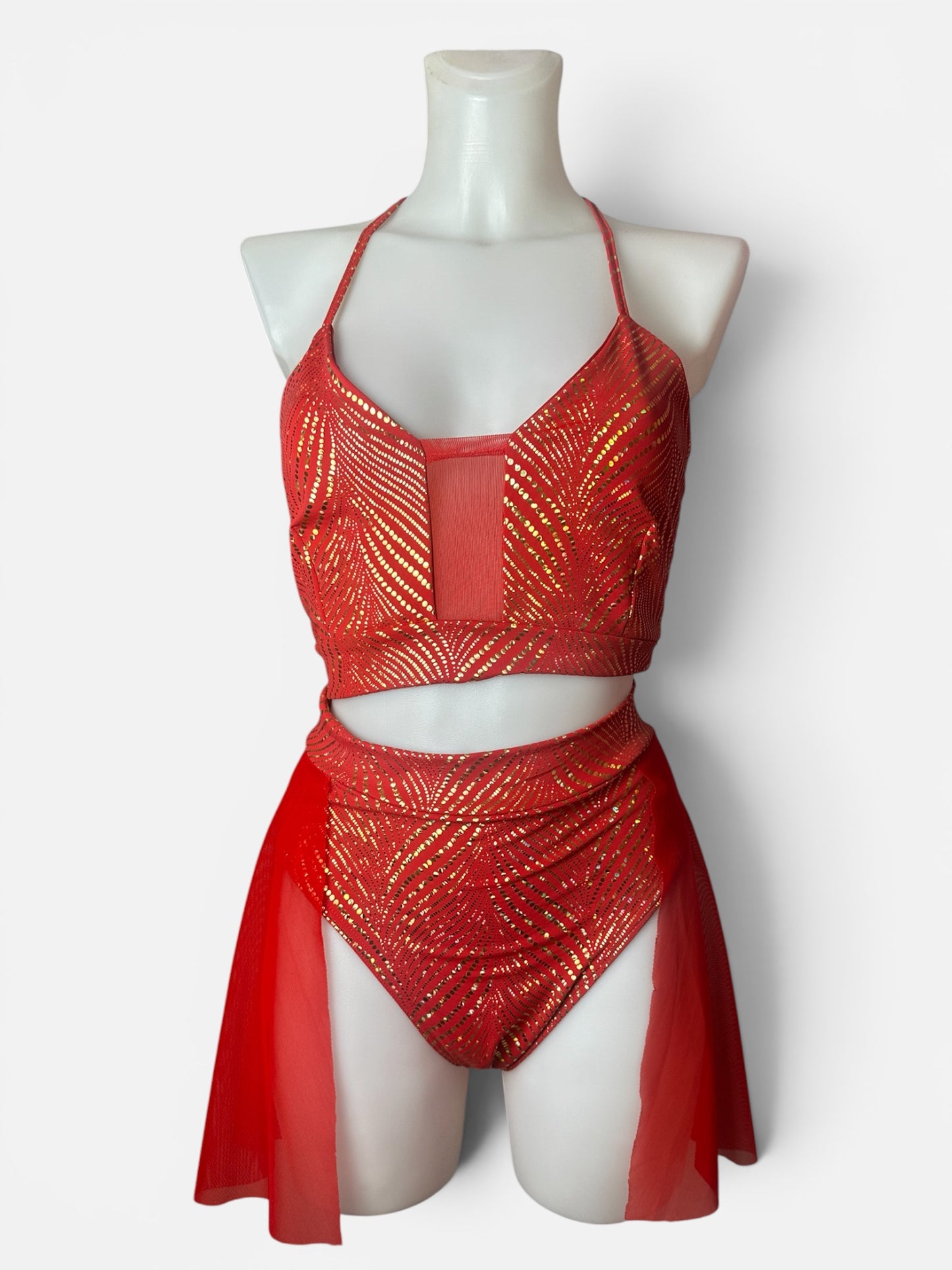 Claudia Vitali - Sparkle top en bottom - Rood en goud