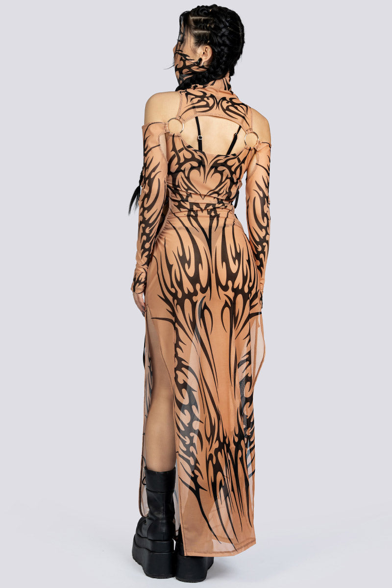 Devil Walking - Sandstorm lace up maxi dress