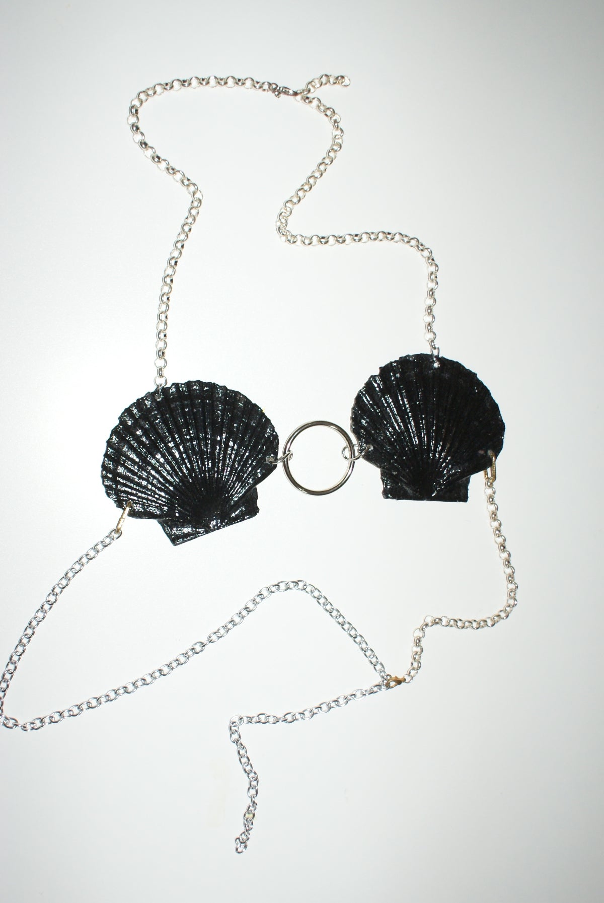 Logocomo - Shellkini platte schelpen - Zwart met zilver