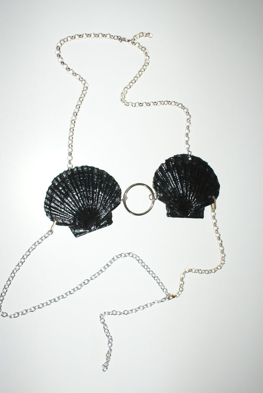Logocomo - Shellkini platte schelpen - Zwart met zilver