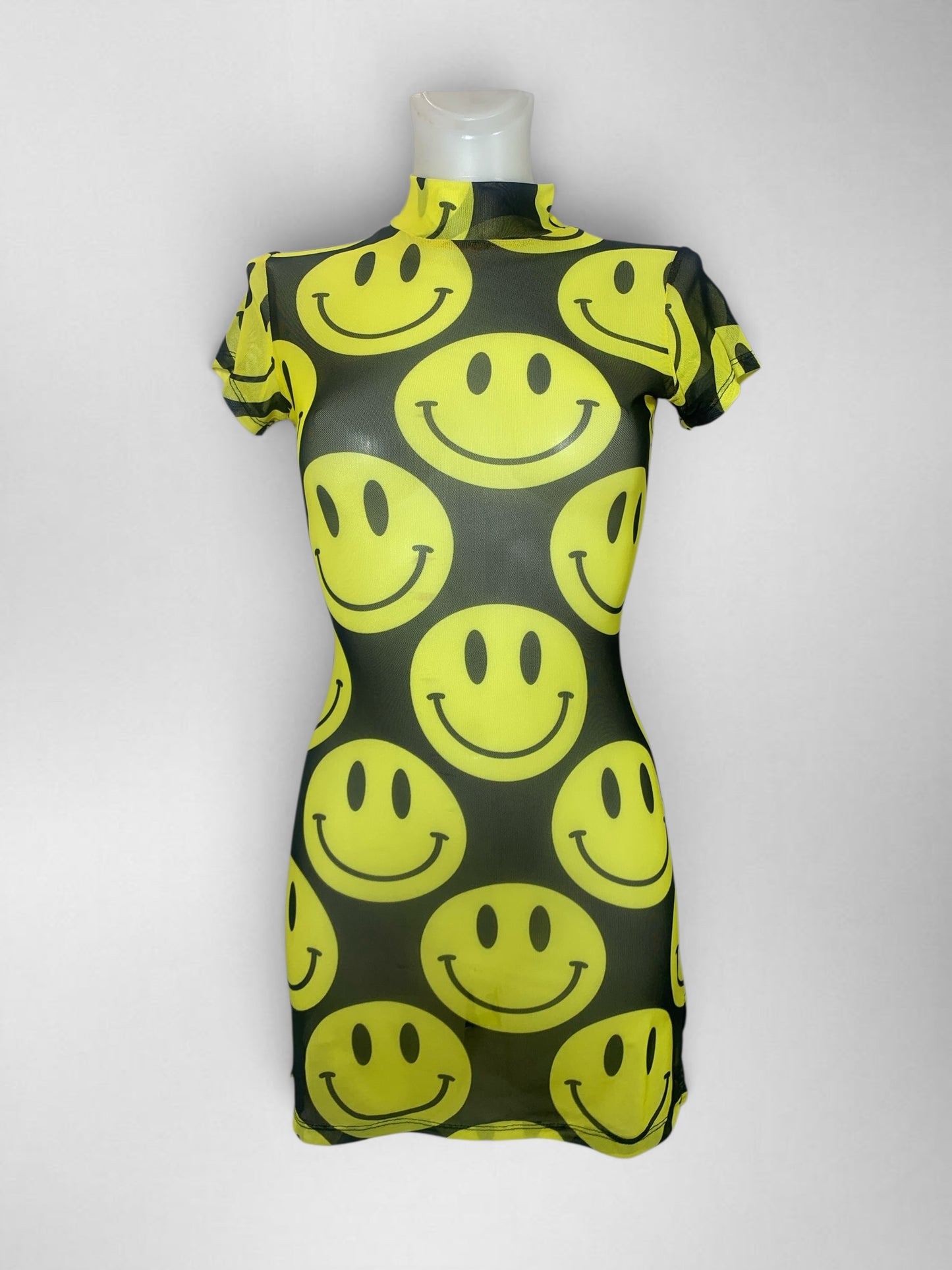 Kalu Ibiza - Acid smiley dress - Black and yellow