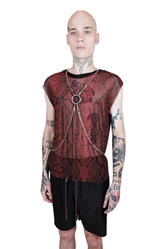 Ivy Berlin - Mesh slangenprint tank top - Verkrijgbaar in rood en blauw