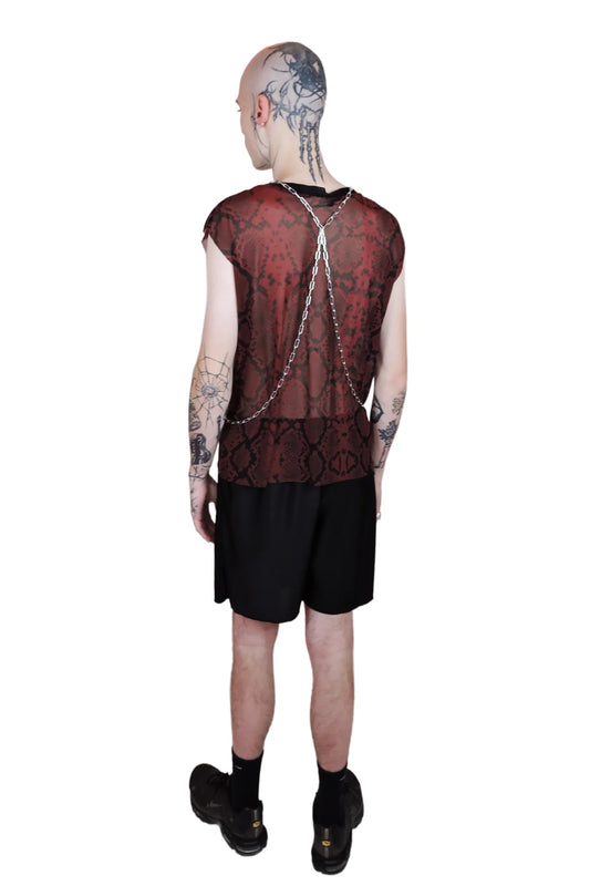 Ivy Berlin - Mesh slangenprint tank top - Verkrijgbaar in rood en blauw