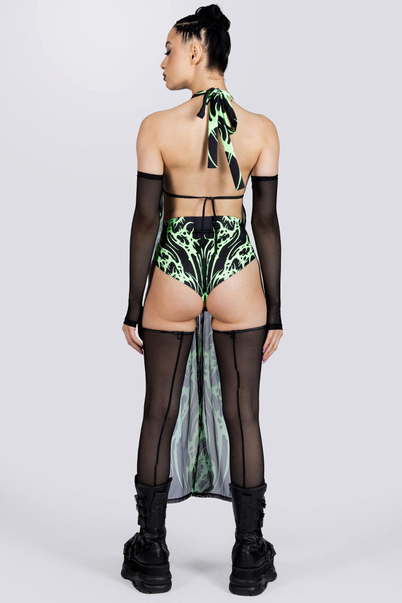 Devil Walking - Spirit Distortion maxi scarf top - Zwart en groen