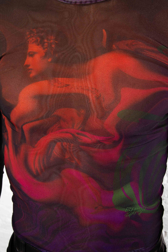 close up van print shirt