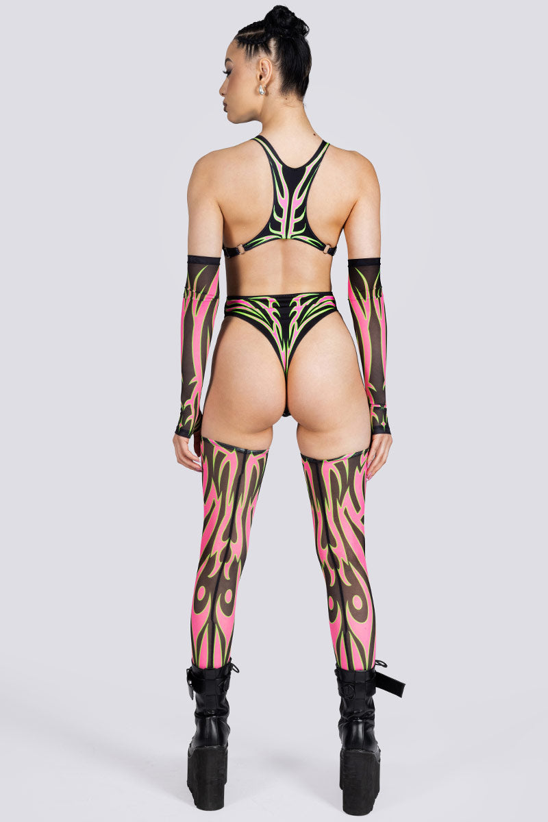 groen roze tribal bodysuit