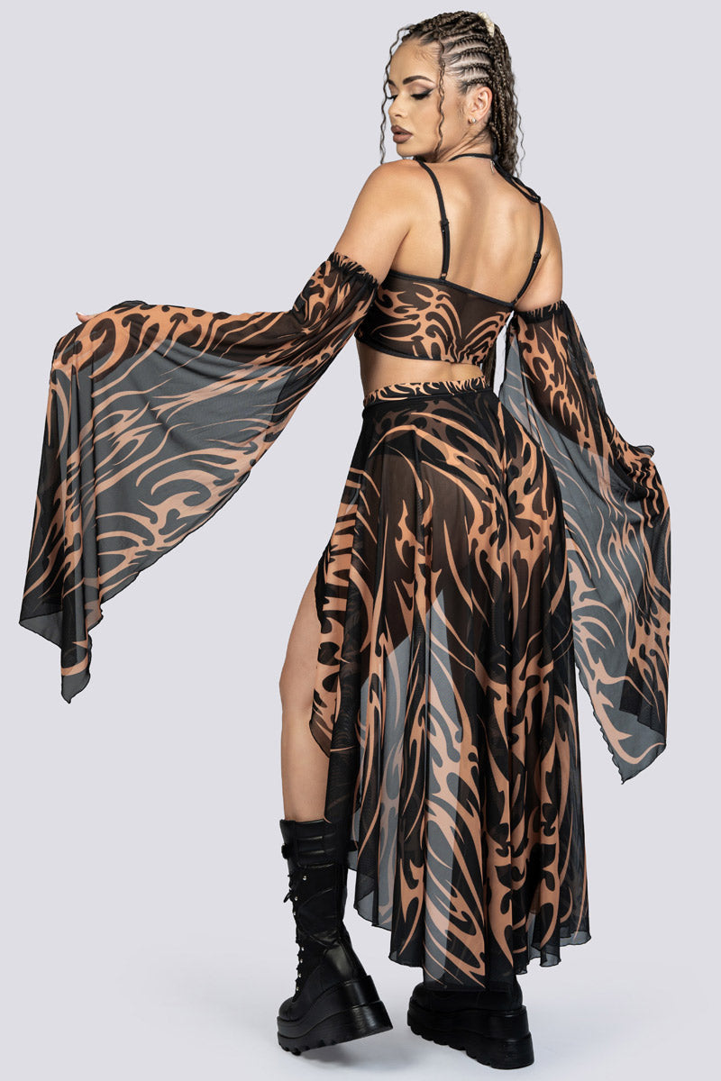 Untamed Open Mesh Maxi Skirt Rave Clothing