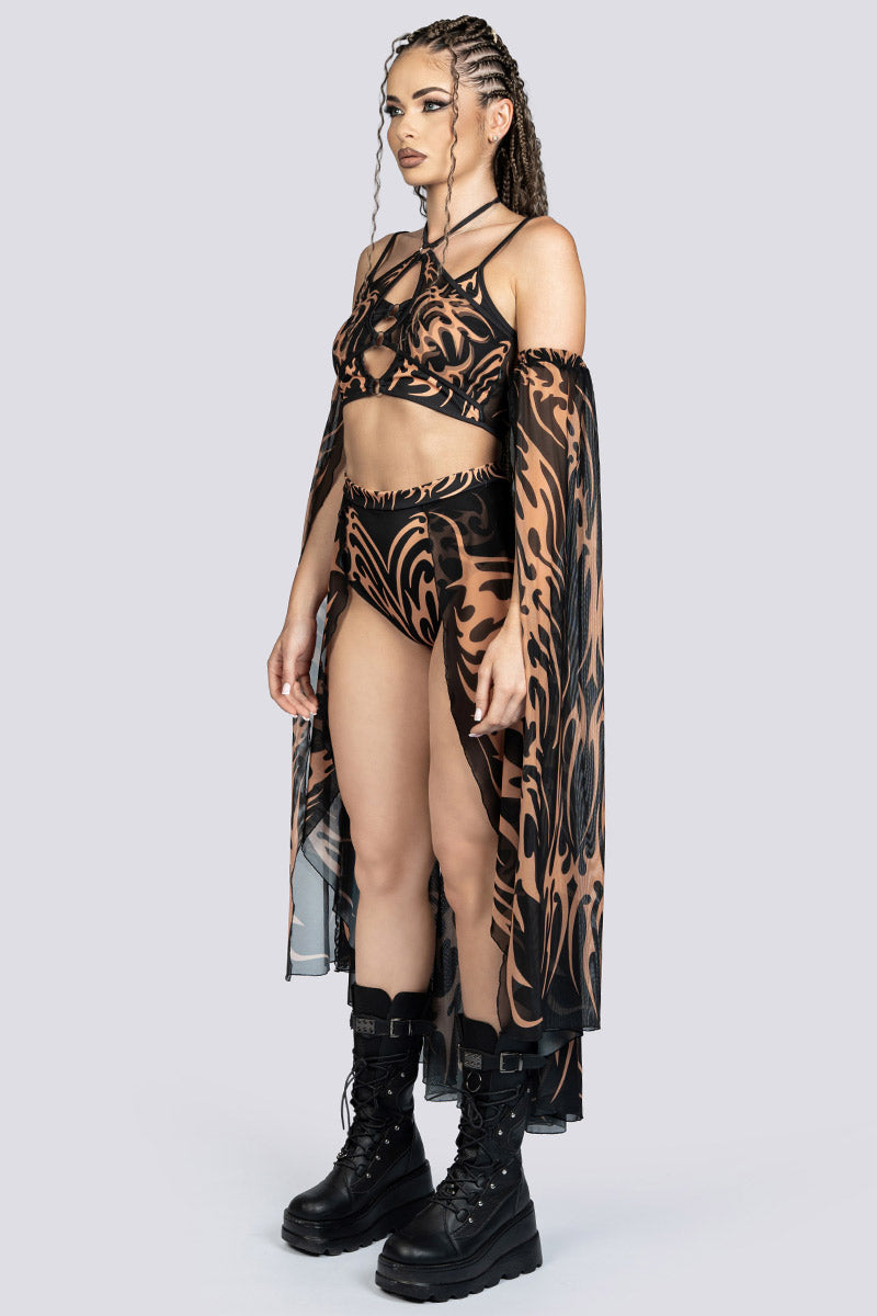 Untamed Open Mesh Maxi Skirt Festival Clothing