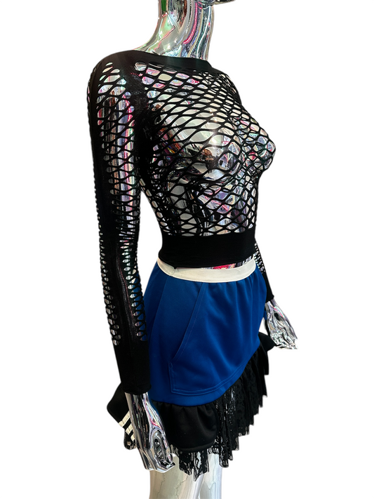 FAC SHOP - Fishnet top lange mouwen - Zwart