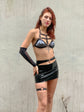 vinyl rokje lak rokje, rave outfit, rave rokje, vinyl kleding, kinky rokje, kinky wear